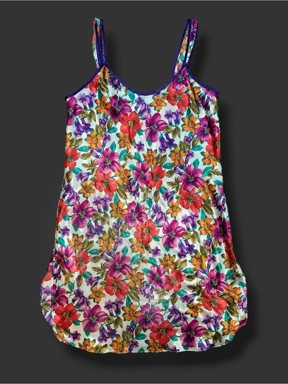 b l o o m :: Vintage Floral Satin Slip Dress Nightie Nightgown - Picture 8 of 14